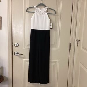 NWT GIRL’S Ally B Black and White Embellished Jumpsuit SZ 8 $89